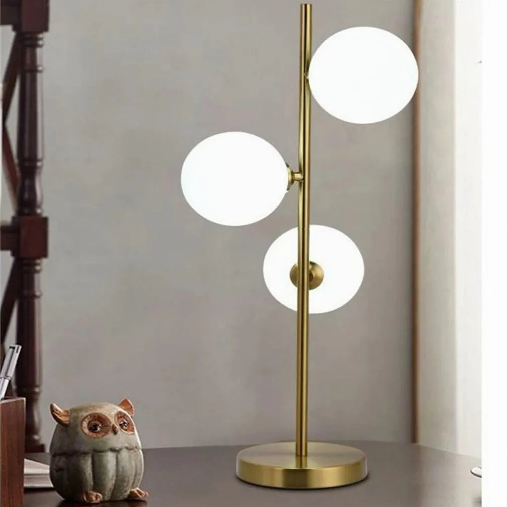 LAMPADA DA TAVOLO G9 MINIMALISTA BRONZO CON 3 SFERE PIANTANA TERRA CON STELO D33