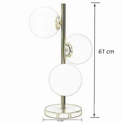 LAMPADA DA TAVOLO G9 MINIMALISTA BRONZO CON 3 SFERE PIANTANA TERRA CON STELO D33