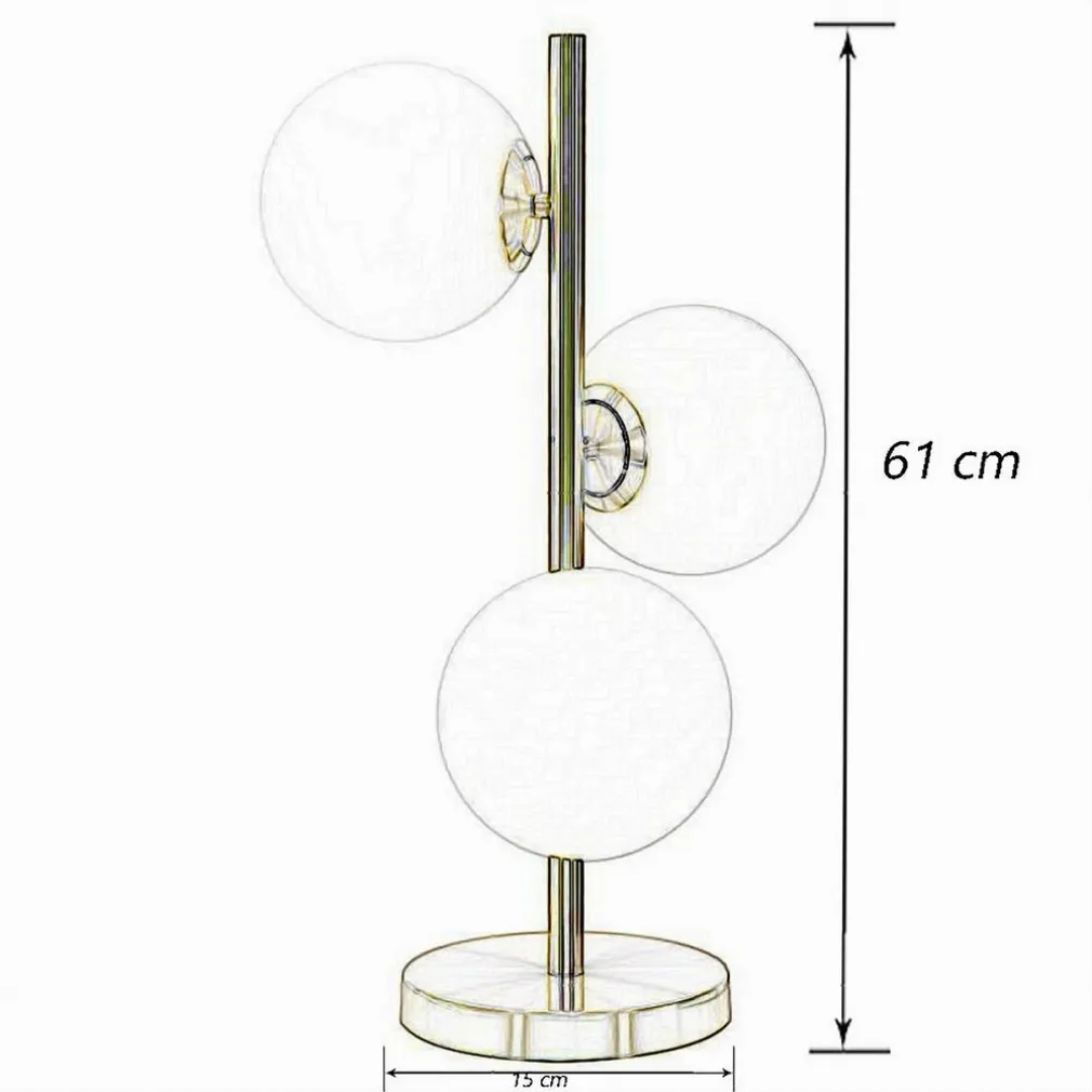 LAMPADA DA TAVOLO G9 MINIMALISTA BRONZO CON 3 SFERE PIANTANA TERRA CON STELO D33