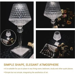 LAMPADA DA TAVOLO IN CRISTALLO SENZA FILI USB RICARICABILE TOUCH A 3 VIE 28X12CM