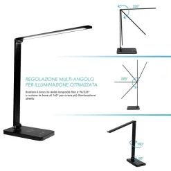 LAMPADA DA TAVOLO LED DA SCRIVANIA CON RICARICA WIRELESS PER CELLULARI XC-2681