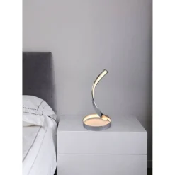 LAMPADA DA TAVOLO LED MODERNA A SPIRALE CURVA 12W LUCE COMODINO ARGENTO ABATJOUR