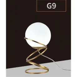 LAMPADA DA TAVOLO MINIMALISTA LUME IN METALLO BRONZO CON SFERA IN VETRO G9 D31