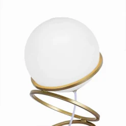 LAMPADA DA TAVOLO MINIMALISTA LUME IN METALLO BRONZO CON SFERA IN VETRO G9 D31