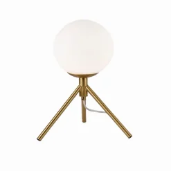 LAMPADA DA TAVOLO MINIMALISTA BRONZO TREPPIEDI CON SFERA LUME ABAT JOUR G9 D35