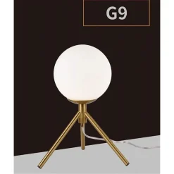 LAMPADA DA TAVOLO MINIMALISTA BRONZO TREPPIEDI CON SFERA LUME ABAT JOUR G9 D35