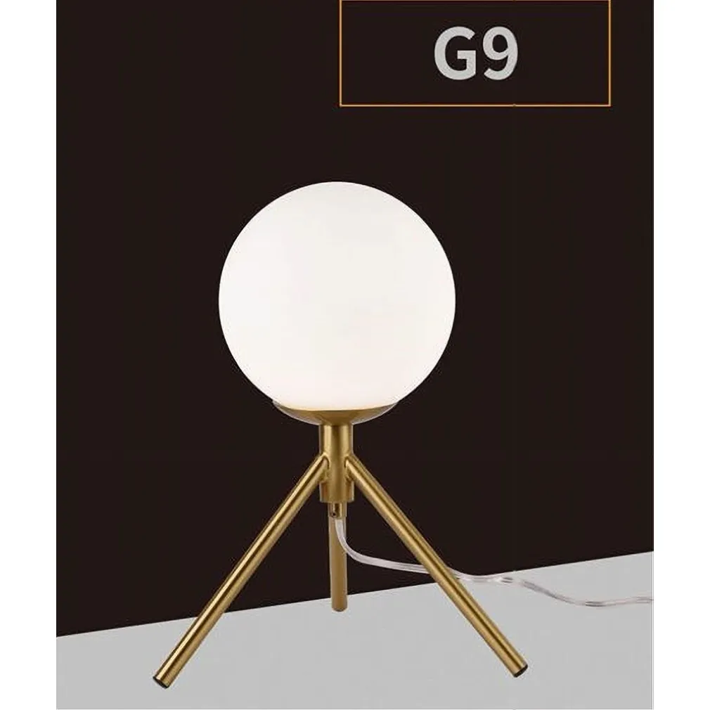 LAMPADA DA TAVOLO MINIMALISTA BRONZO TREPPIEDI CON SFERA LUME ABAT JOUR G9 D35