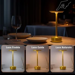 LAMPADA DA TAVOLO MODERNA 3W LUME RICARICABILE TOUCH DIMMERABILE TECNOLOGIA CCT D38-3C