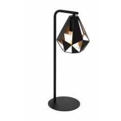 LAMPADA DA TAVOLO NERO CON INTERNO IN RAME ANTICATO SCRIVANIA COMODINO 220X170X505MM