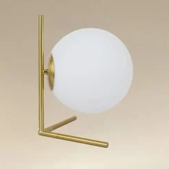 LAMPADA DA TAVOLO SCRIVANIA RAMO CON SFERA IN VETRO LUCE ATTACCO E27 ORO 33870