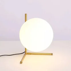 LAMPADA DA TAVOLO SCRIVANIA RAMO CON SFERA IN VETRO LUCE ATTACCO E27 ORO 33870