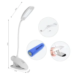LAMPADA DA TAVOLO SCRIVANIA A LED LUCE RICARICABILE TOUCH SNODABILE CON PINZA