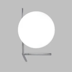 LAMPADA DA TAVOLO SCRIVANIA RAMO CON SFERA IN VETRO LUCE ATTACCO E27 ARGENTO 33887