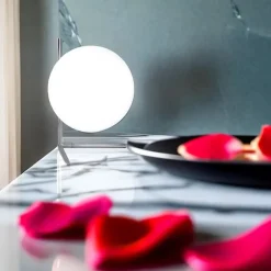 LAMPADA DA TAVOLO SCRIVANIA RAMO CON SFERA IN VETRO LUCE ATTACCO E27 ARGENTO 33887