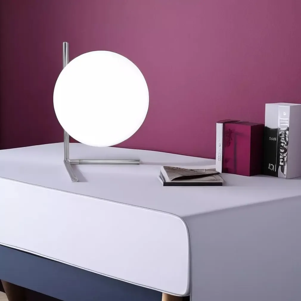 LAMPADA DA TAVOLO SCRIVANIA RAMO CON SFERA IN VETRO LUCE ATTACCO E27 ARGENTO 33887