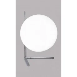 LAMPADA DA TAVOLO SCRIVANIA RAMO CON SFERA IN VETRO LUCE ATTACCO E27 ARGENTO 33887