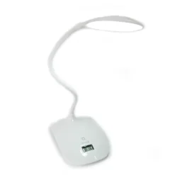 LAMPADA DA TAVOLO SCRIVANIA 8 LED LUCE RICARICABILE TOUCH CON OROLOGIO SNODABILE