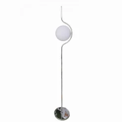 LAMPADA DA TERRA ARGENTO CON SFERA VETRO BIANCO PIANTANA E27 DESIGN MODERNO 33900