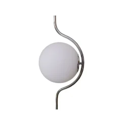 LAMPADA DA TERRA ARGENTO CON SFERA VETRO BIANCO PIANTANA E27 DESIGN MODERNO 33900