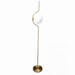 LAMPADA DA TERRA ORO CON SFERA IN VETRO BIANCO PIANTANA E27 DESIGN MODERNO 33894
