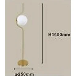 LAMPADA DA TERRA ORO CON SFERA IN VETRO BIANCO PIANTANA E27 DESIGN MODERNO 33894