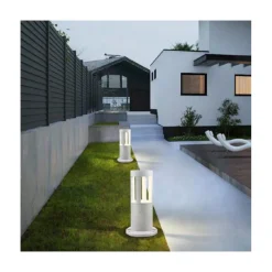 LAMPADA DA TERRA SEGNAPASSO DA GIARDINO IP65 IN ALLUMINIO VETRO 12 W ES59 BIANCO