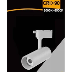 LAMPADA FARETTO LED PER BINARIO MONOFASE 30W LUCE CCT IP20 BIANCO NERO SL-30W-3C