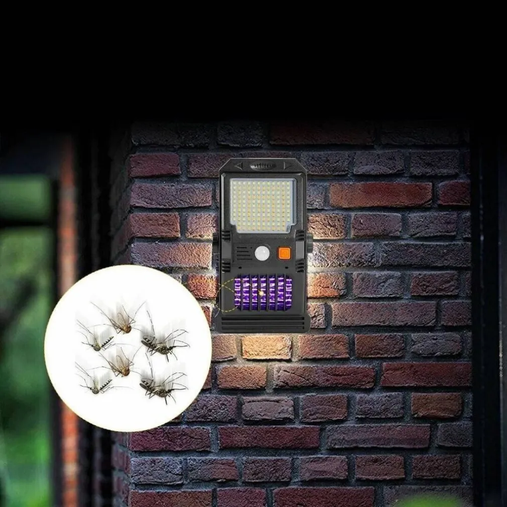 LAMPADA FARETTO LUCE SOLARE DA GIARDINO 128 LED SMD CON ZANZARIERA W7104-1