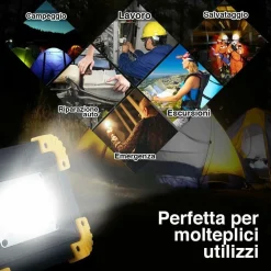 LAMPADA FARO LAVORO PORTATILE TORCIA 20W 2000 LM A BATTERIA LITIO LUCE EMERGENZA