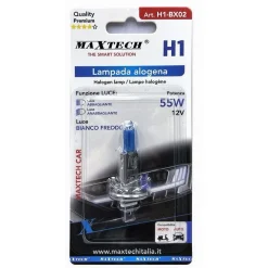 LAMPADA H1 LAMPADINA ALOGENA PER AUTO MOTO 12V 55WATT LUCE BIANCO FREDDO H1-BX02