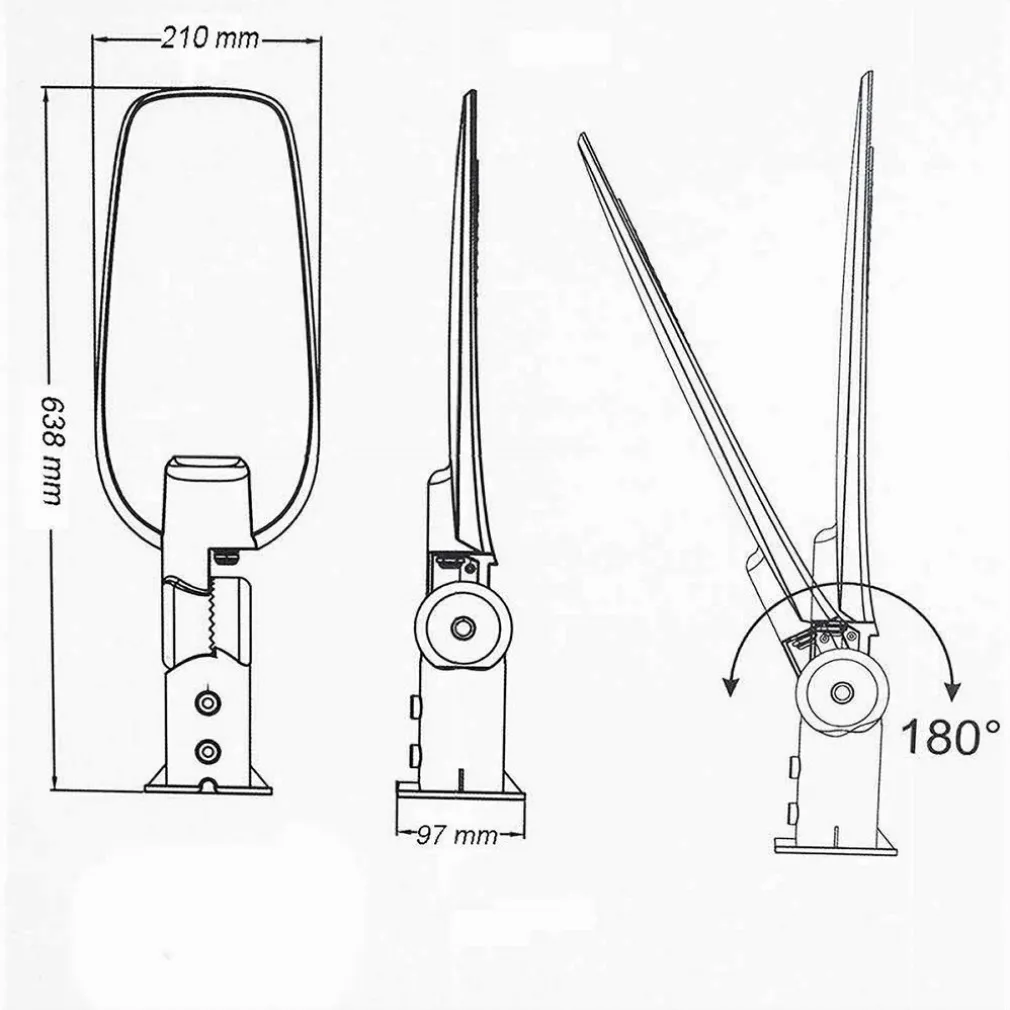 LAMPADA INCLINABILE LED LAMPIONE STRADALE FARO ESTERNO 150WATT LUCE 6500K LP-150