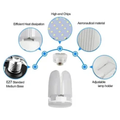 LAMPADA LAMPADARIO DEFORMABILE A LED SMD 60W 6000K 4 VIE BIANCA ATTACCO E27