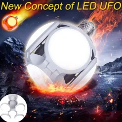 LAMPADA LAMPADARIO DEFORMABILE LED 60W LUCE FREDDA 5 VIE BIANCA ATTACCO E27 UFO