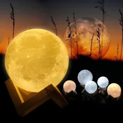 LAMPADA LED 3D A FORMA DI LUNA USB LUNA LUCE REGOLABILE NOTTURNA CON FILO