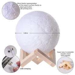 LAMPADA LED 3D A FORMA DI LUNA USB LUNA LUCE REGOLABILE NOTTURNA CON FILO
