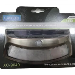 LAMPADA LED DA PARETE A ENERGIA SOLARE CON SENSORE MOVIMENTO APPLIQUE DA ESTERNO