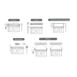 LAMPADA LED D'EMERGENZA ANTI BLACKOUT SEGNALE USCITA SCRITTA EXIT IP23 LUCE 6500K LT-45338