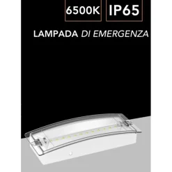 LAMPADA LED DI EMERGENZA DA ESTERNO INTERNO ANTI BLACKOUT 1.5W IP65 LUCE 6500K LT-49312