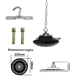 LAMPADA LED INDUSTRIALE FORMA UFO CATENA 50 WATT CAPANNONE LUCE 6500K F50W-NF9