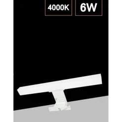 LAMPADA LED PER SPECCHIO BAGNO 6W LUCE 4000K IP44 ARGENTO DOPPIA ISTALLAZIONE 400PC-1-AN