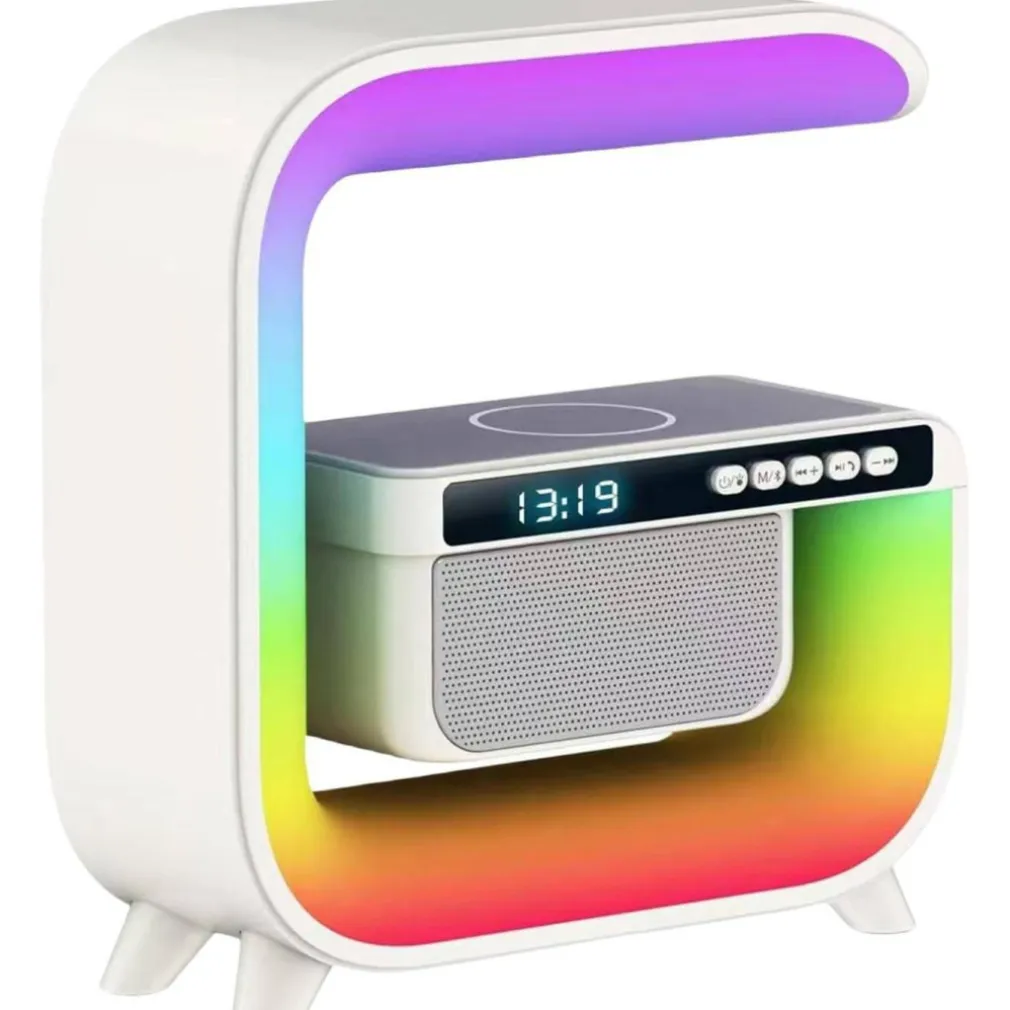 LAMPADA LED RGB CON RICARICA WIR INDUZIONE SPEACKER CASSA A FORMA DI G QUADRATA