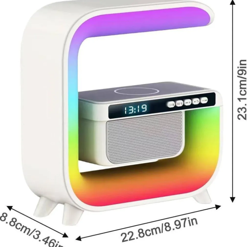 LAMPADA LED RGB CON RICARICA WIR INDUZIONE SPEACKER CASSA A FORMA DI G QUADRATA