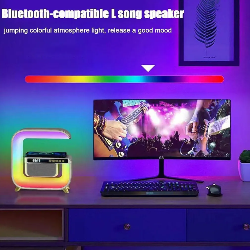 LAMPADA LED RGB CON RICARICA WIR INDUZIONE SPEACKER CASSA A FORMA DI G QUADRATA