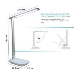 LAMPADA LED RICARICABILE DA TAVOLO SCRIVANIA TOUCH BRACCIO PIEGHEVOLE DT-2682