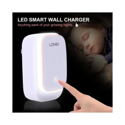 LAMPADA LED TOUCH CON CARICABATTERIE 2 PORTE USB DA VIAGGIO PER ANDROID SAMSUNG