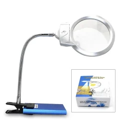 LAMPADA LENTE LED CLIP DA TAVOLO SCRIVANIA UFFICIO INGRANDIMENTO CON PINZA 2 LED