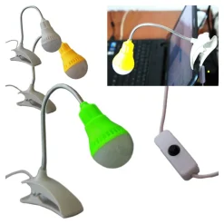 LAMPADA LUCE A LED CON CLIP PER PC NOTEBOOK LETTURA USB FLESSIBILE ORIENTABILE
