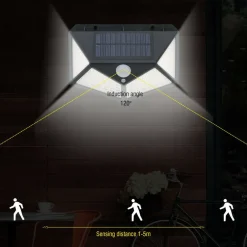 LAMPADA LUCE FARETTO FARO ESTERNO ENERGIA SOLARE 100 LED SENSORE MOVIMENTO