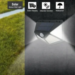 LAMPADA LUCE FARETTO FARO ESTERNO ENERGIA SOLARE 100 LED SENSORE MOVIMENTO