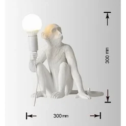 LAMPADA LUME DA SCRIVANIA E27 DECORATIVA A FORMA DI SCIMMIA BIANCA ABAT JOU D07